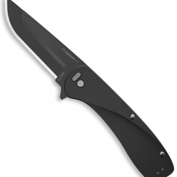 Outdoor Edge VX130B Razor VX1 EDC 3" Folding Plain Black Oxide 420J2 SS Blade, Black Anodized Aluminum Handle