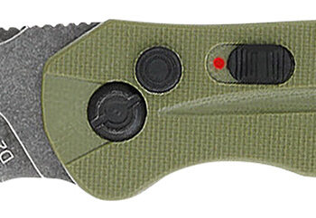CobraTec Knives ODGDIABLOAUTO Diablo  3.50" Folding Black Stonewashed D2 Steel Blade, 4.75" OD Green Textured G10 Scales Handle