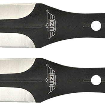 Uzi Accessories UZKTRWTZP Throwing Knives  Two Fixed Plain Black/Silver Stainless Steel Blade, Black Stainless Steel Handle, Includes Nylon Holster