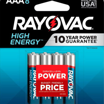 Rayovac 8248T102 AAA HIGH ENREGY Alkaline Batteries  Silver/Blue 1.5 Volts 1,123 mAh (8) Single Pack