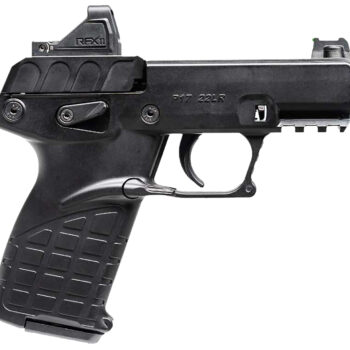Kel-Tec P17BBLKOPTIC P17  Compact Frame 22 LR 16+1 3.80" Black Steel Barrel, Black Serrated Steel Slide, Black Polymer Frame w/Picatinny Rail, Textured Grip, Viridian RFX-11 Green Dot, Ambidextrous