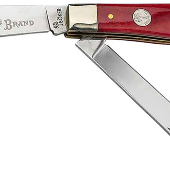 Boker 110830 Trapper  Plain D2 Steel Blade Smooth Red Bone Bone Handle