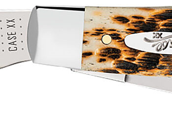 Case 00204 Stockman  Large 3.30"/2.30"/2.20" Folding Clip Point/Pen/Sheepsfoot Plain Mirror Polished Carbon Steel Blade, Peach Seed Jigged Amber Bone Handle