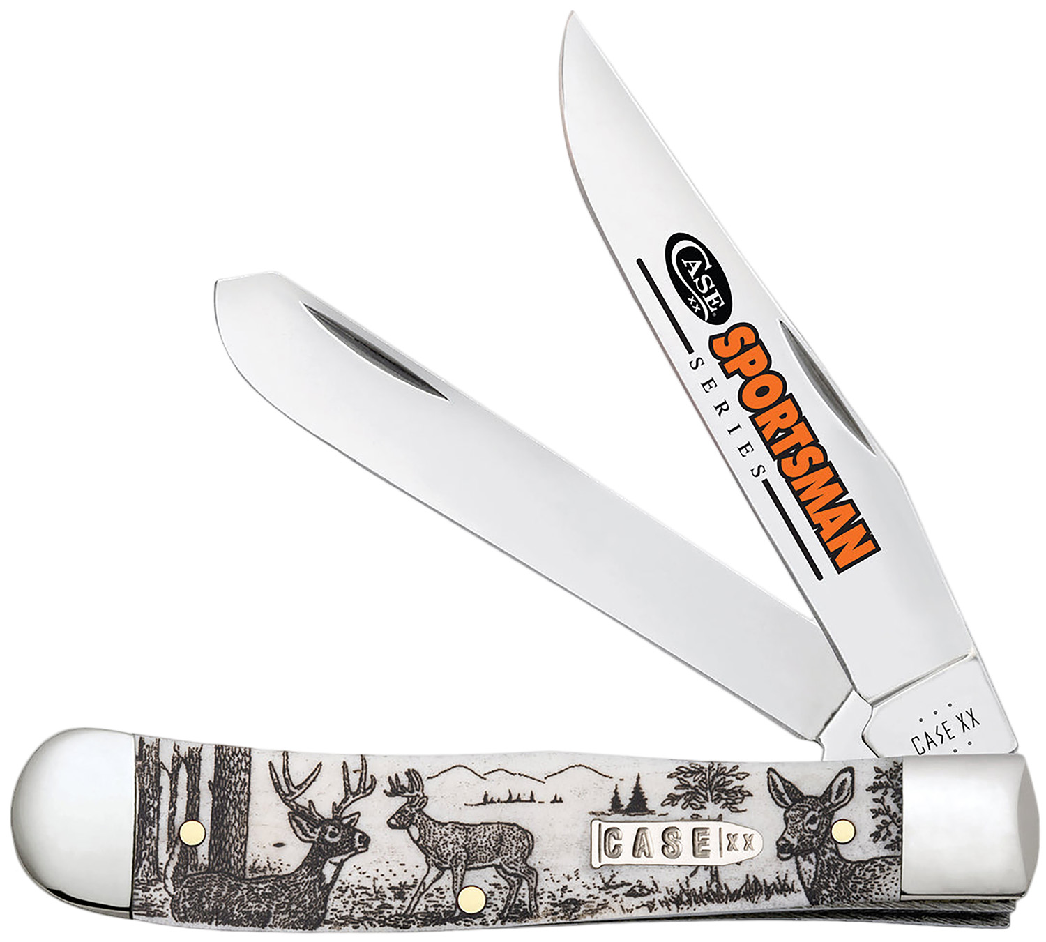 Case 81220 Trapper Sportsman Folding Clip Point/Spey Plain Mirror Polished Tru-Sharp SS Blade/Deer Embellished Natural Bone Handle 3 Case 81220 Trapper Sportsman Folding Clip Point/Spey Plain Mirror Polished Tru-Sharp SS Blade/Deer Embellished Natural Bone Handle
