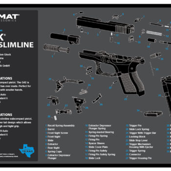 TekMat TEKR17GLOCK4243BL Glock 42/43 Cleaning Mat Black/Blue/White Rubber 11"x17" Glock 42/43 Parts Diagram