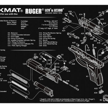TekMat TEKR17RUGERLC9 Ruger LC9 Cleaning Mat Black/White Rubber 11"x17" Ruger LC9 Parts Diagram