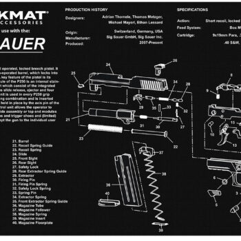 TekMat TEKR17SIGP250 Sig Sauer P250 Cleaning Mat Black/White Rubber 11"x17" Sig Sauer P250 Parts Diagram