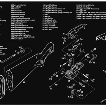 TekMat TEKR36REM870 Remington 870 Cleaning Mat Black/White Rubber 12"x36" Remington 870 Parts Diagram