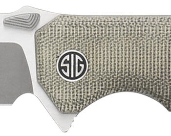 Sig Sauer Knives VA9GT Validus  3.78" Folding Modified Tanto Plain Dark Acid Stonewash/Satin M390 Steel Blade, 4.76" Green Canvas Micarta Handle