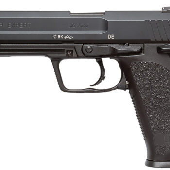 HK 81000365 USP Expert V1 SA/DA 45 ACP Caliber with 5.19" Barrel, 10+1 Capacity, Overall Black Finish, Serrated Trigger Guard Frame, Serrated Long Steel Slide & Polymer Grip Includes 2 Mags