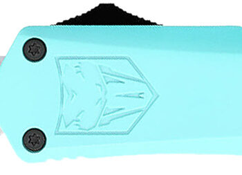 CobraTec Knives STBFS3DNS FS-3  Small 2.75" OTF Drop Point Plain D2 Steel Blade, 4.25" Mint Blue Aluminum Alloy Handle