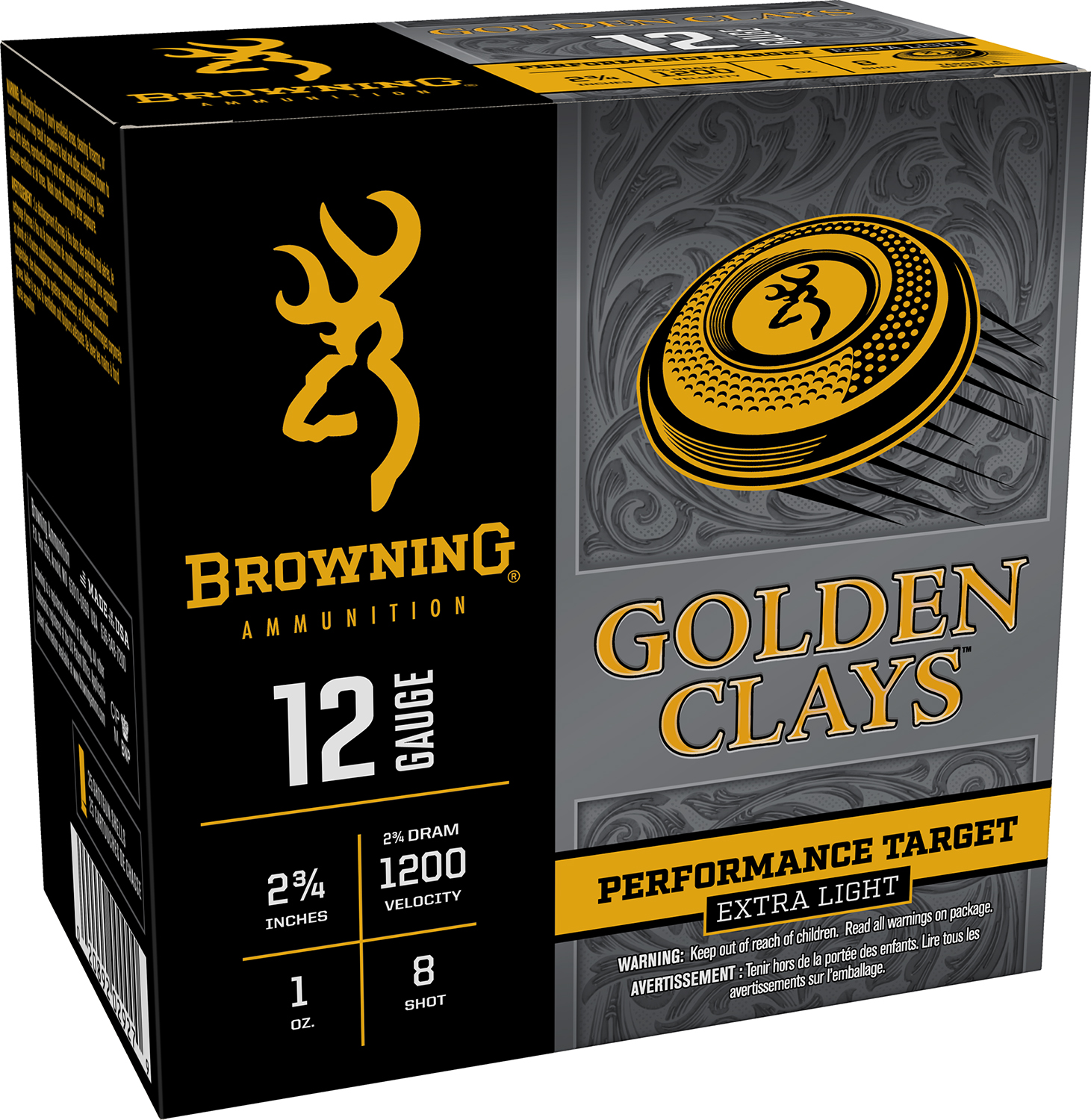 Browning Ammo BGC12L8 Golden Clays 12Gauge 2.75" 1oz 8Shot 25 Per Box/10 Case 3 Browning Ammo BGC12L8 Golden Clays 12Gauge 2.75" 1oz 8Shot 25 Per Box/10 Case