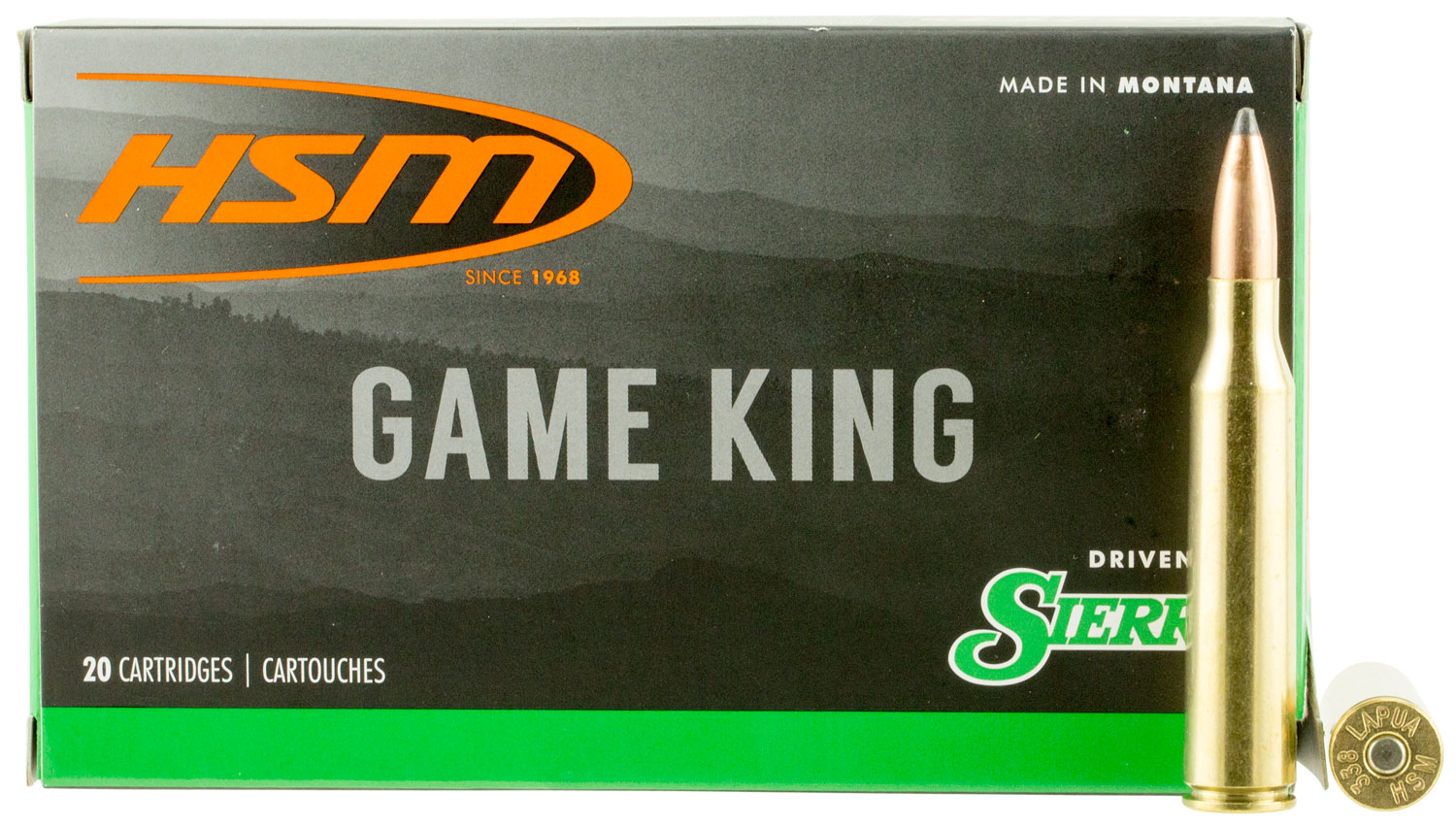 HSM 338LAPUA14N Game King 338 Lapua Mag 215 gr Sierra GameKing Spitzer Boat Tail 20 Per Box/ 20 Case 3 HSM 338LAPUA14N Game King 338 Lapua Mag 215 gr Sierra GameKing Spitzer Boat Tail 20 Per Box/ 20 Case