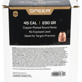 Speer 4714 Handgun  45Cal 230gr Round Nose 500 Per Box/3 Case
