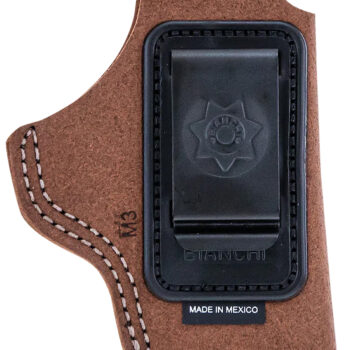 Bianchi 18026 6C  IWB Tan Leather Belt Clip Compatible w/Glock 19/23/26/27/36 Right Hand
