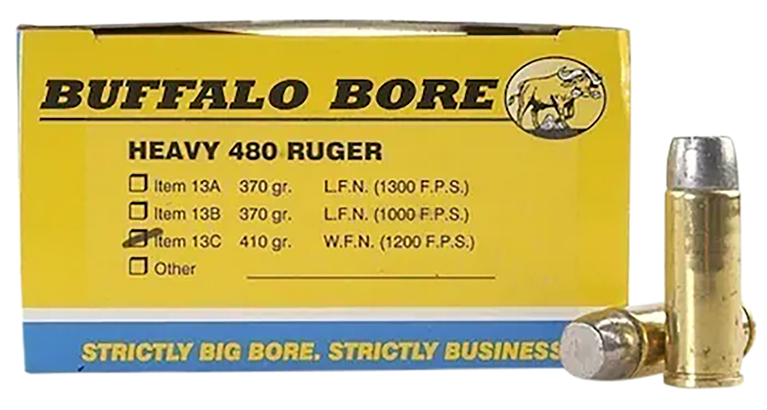Buffalo Bore Ammunition 13C20 Heavy Strictly Business 480Ruger 410gr Wide Flat Nose 20 Per Box/12 Case 3 Buffalo Bore Ammunition 13C20 Heavy Strictly Business 480Ruger 410gr Wide Flat Nose 20 Per Box/12 Case