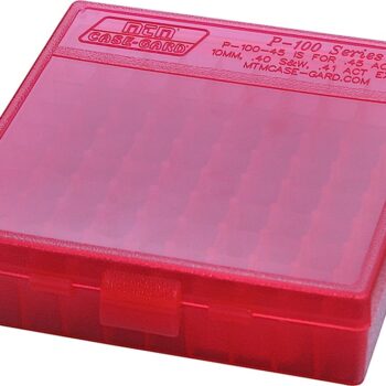 MTM Case-Gard P100929 Ammo Box Flip-Top Multi Caliber Clear Red Polypropylene 100rd