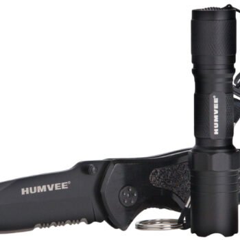 Humvee Adventure Gear HMVKCER1 Rescue Combo 3.25" Folding Spear Point Part Serrated Stainless Steel Blade Black Aluminum Handle Features Glass Breaker/Pocket Clip/Seatbelt Cutter