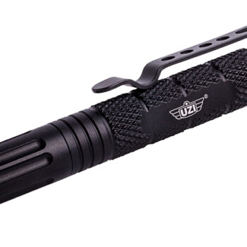 Uzi Accessories UZITACPEN6BK Tactical Pen  Black Aluminum 6" Features Glass Breaker/Cuff Key