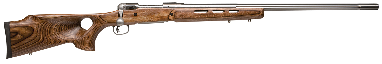 Savage Arms 18518 12 BTCSS Full Size 22-250 Rem 4+1 26" Matte Stainless Heavy Fluted Barrel, Matte Stainless Steel Receiver Drilled & Tapped, Satin Brown Thumbhole Laminate Stock, Right Hand 3 Savage Arms 18518 12 BTCSS Full Size 22-250 Rem 4+1 26" Matte Stainless Heavy Fluted Barrel, Matte Stainless Steel Receiver Drilled & Tapped, Satin Brown Thumbhole Laminate Stock, Right Hand