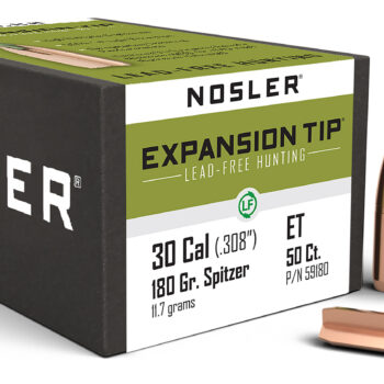 Nosler 59180 E-Tip  30Cal 180gr Spitzer 50/Box