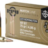 PPU PPM2232 Match 223Rem 75gr Hollow Point Boat Tail 20 Per Box/50 Case 1 56258