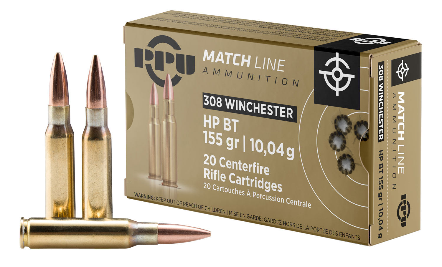 PPU PPM3081 Match 308Win 155gr Hollow Point Boat Tail 20 Per Box/10 Case 3 PPU PPM3081 Match 308Win 155gr Hollow Point Boat Tail 20 Per Box/10 Case