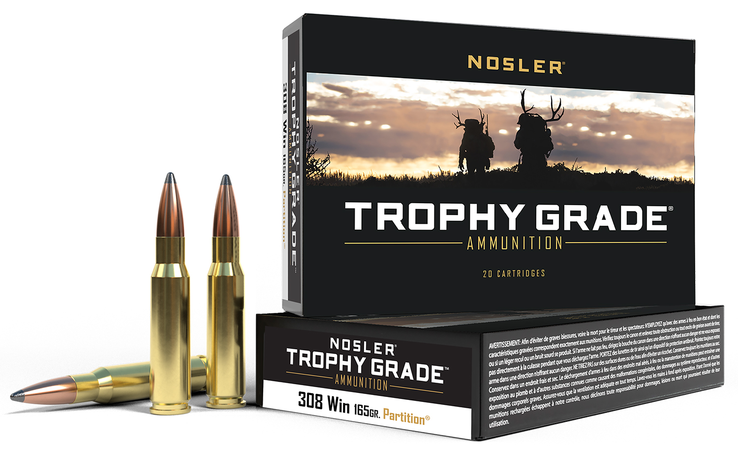 Nosler 60053 Trophy Grade 308 Win 165 gr Nosler Spitzer Partition 20 Per Box/ 10 Case 3 Nosler 60053 Trophy Grade 308 Win 165 gr Nosler Spitzer Partition 20 Per Box/ 10 Case