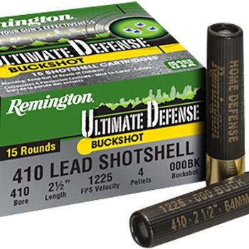 Remington Ammunition 20697 Ultimate Defense Buckshot 410Gauge 2.50" 000Buck Shot 15 Per Box/10 Case