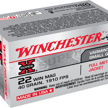 Winchester Ammo X22M Super X  22WMR 40gr Full Metal Jacket 50 Per Box/40 Case