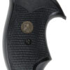Pachmayr 03252 Compact Grip Checkered Black Rubber with Finger Grooves for S&W J Frame with Round Butt 2 73014