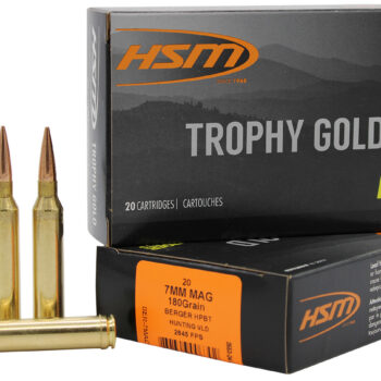 HSM 7MAG180VLD Trophy Gold Extended Range 7mm Rem Mag 180 gr Berger Hunting VLD Match 20 Per Box/ 20 Case