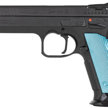CZ TS2 9MM 10RD BLK FIBER OPTIC BLUE GRIPS