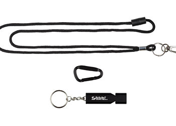 Alternative view of SABRE WHISTLE W/LANYARD BLACK
