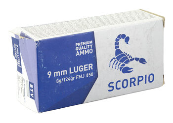 Alternative view of SCORPIO AMMO 9MM 124GR FMJ 50/1000