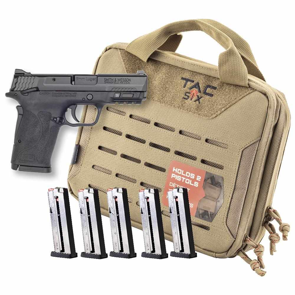 Smith & Wesson M&P9 Shield EZ M2.0 Handgun Bundle 9mm Luger 8rd Magazines (5) 3.675" Barrel Black with Case 3 Smith & Wesson M&P9 Shield EZ M2.0 Handgun Bundle 9mm Luger 8rd Magazines (5) 3.675" Barrel Black with Case
