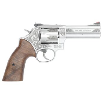 S&W Model 686 Plus Engraved Handgun .357 Mag/38 Spl 7rd Capacity 4.13" Stainless Barrel Walnut Grips