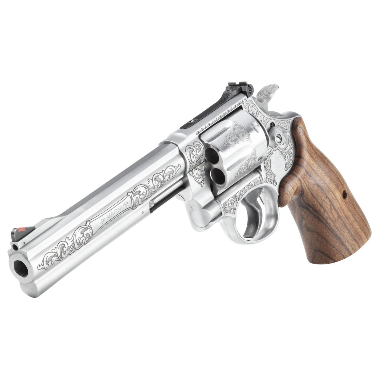 S&W Model 686 Plus Engraved Handgun .44 Mag/.44 Spl 6rd Capacity 6.5" Stainless Barrel Walnut Grips 3 S&W Model 686 Plus Engraved Handgun .44 Mag/.44 Spl 6rd Capacity 6.5" Stainless Barrel Walnut Grips