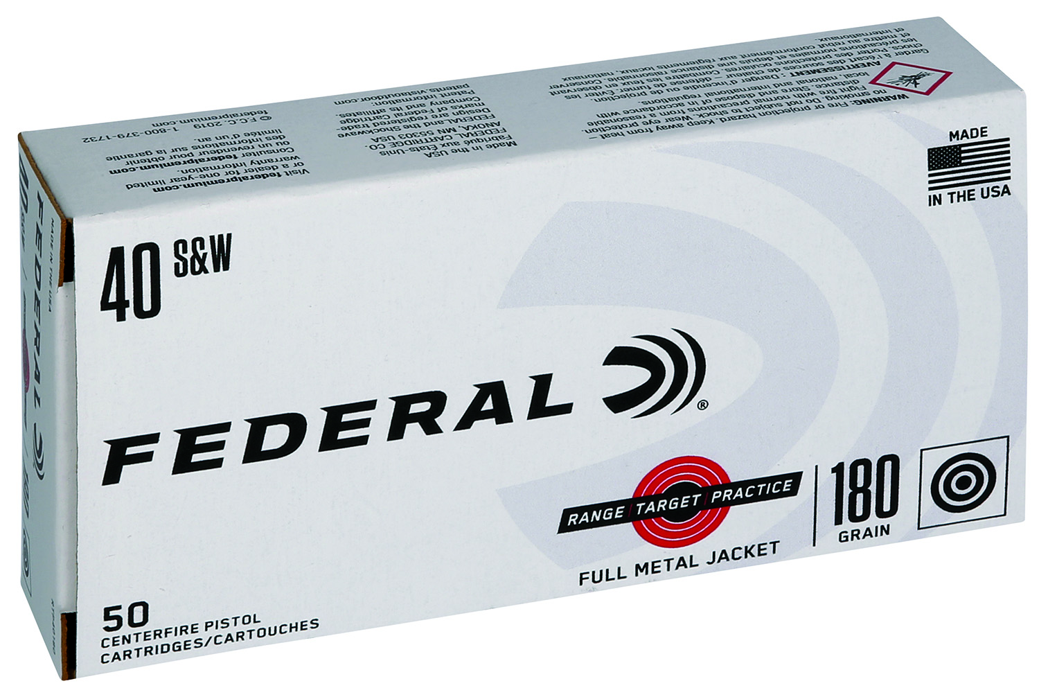 Federal RTP40180 Range & Target 40S&W 180gr Full Metal Jacket 50 Per Box/20 Case 3 Federal RTP40180 Range & Target 40S&W 180gr Full Metal Jacket 50 Per Box/20 Case