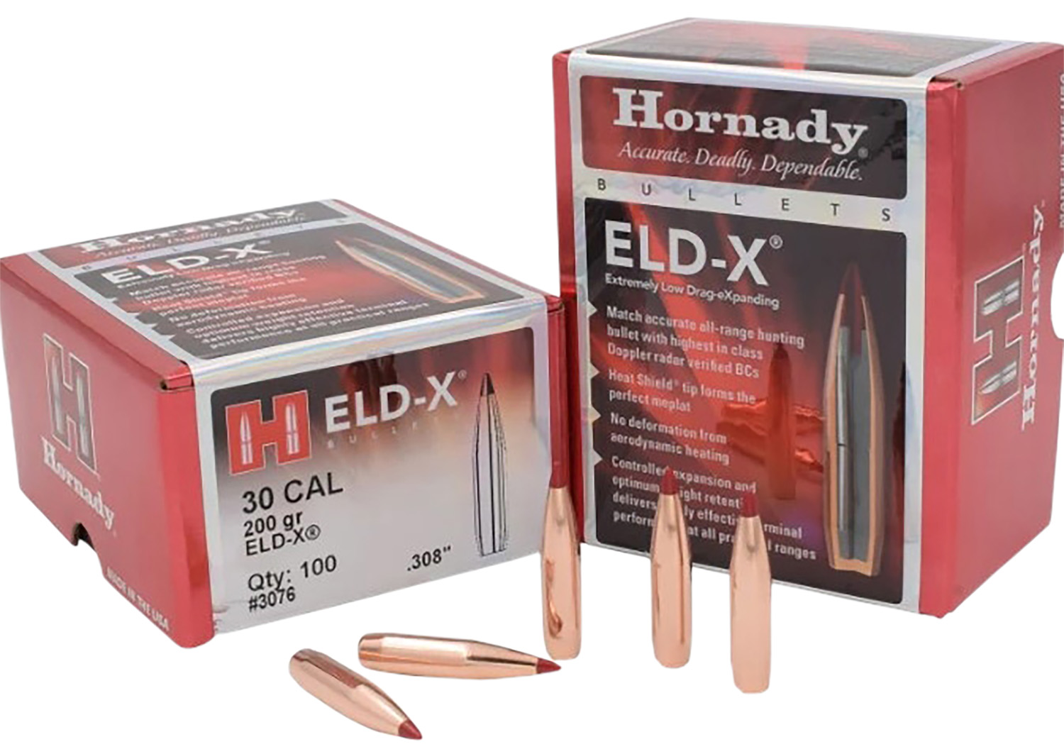 Hornady 3076 ELD-X 30 Cal .308 200 gr Extremely Low Drag eXpanding 100 Per Box/ 15 Case 3 Hornady 3076 ELD-X 30 Cal .308 200 gr Extremely Low Drag eXpanding 100 Per Box/ 15 Case
