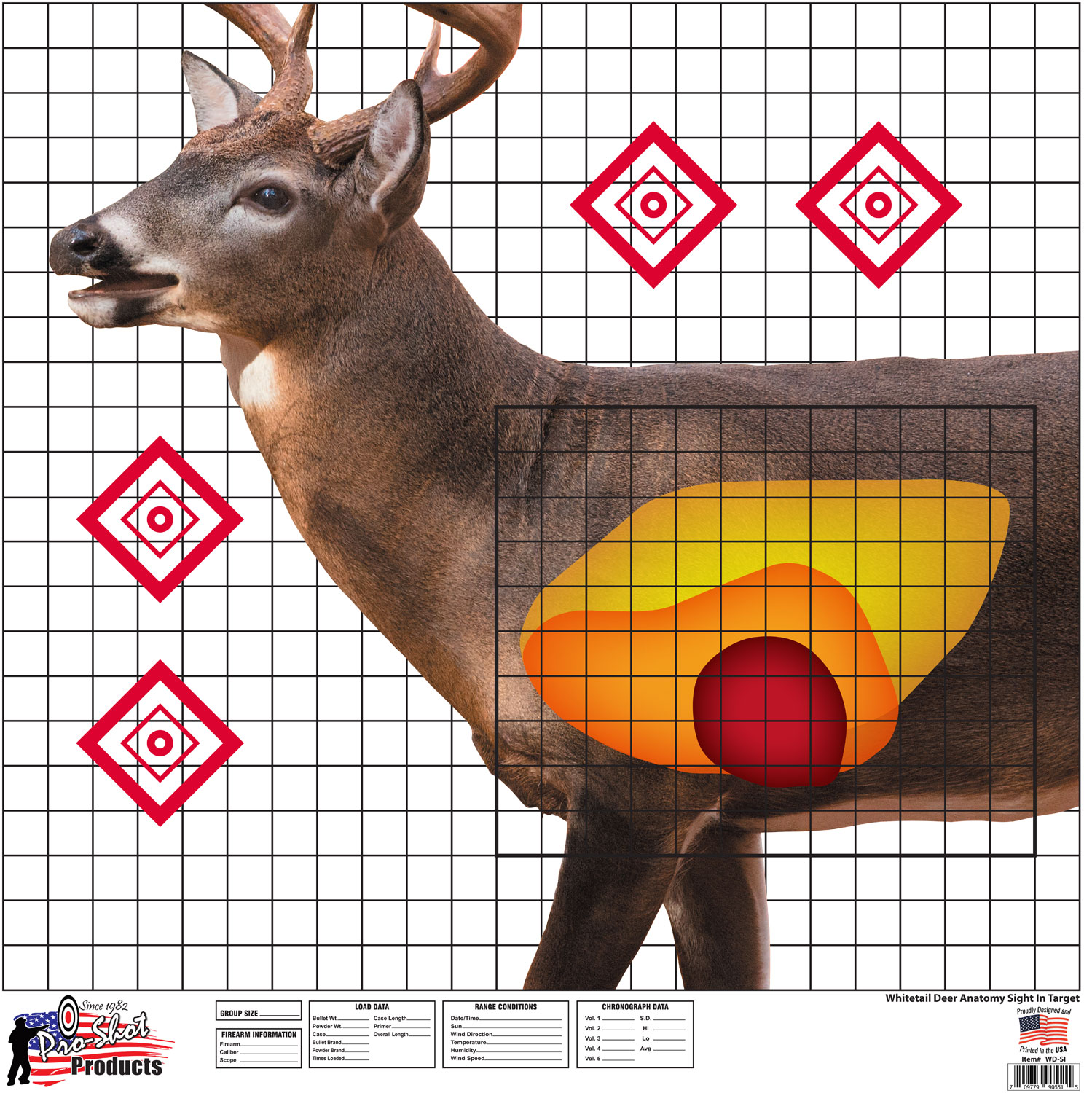 Pro-Shot WDSI5PK Whitetail Sight-In Deer Heavy Paper Hanging Universal 25" x 25" Multi-Color 5 Pack 3 Pro-Shot WDSI5PK Whitetail Sight-In Deer Heavy Paper Hanging Universal 25" x 25" Multi-Color 5 Pack