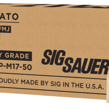 Sig Sauer E9MMB2PM1750 Military Grade M17 9mmLuger+P 124gr Full Metal Jacket 50 Per Box/20 Case