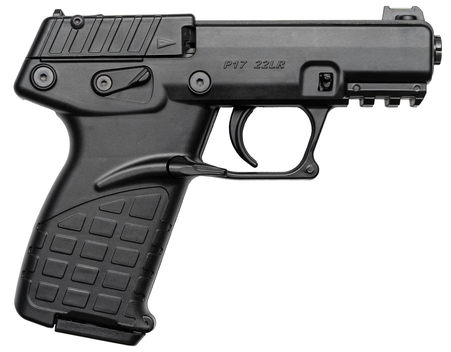 Kel-Tec P17BBLK P17 Compact Frame 22 LR 16+1 3.80" Black Steel Threaded Barrel, Black Serrated Slide, Black Polymer Frame w/Picatinny Rail, Textured Grip, Ambidextrous 3 Kel-Tec P17BBLK P17 Compact Frame 22 LR 16+1 3.80" Black Steel Threaded Barrel, Black Serrated Slide, Black Polymer Frame w/Picatinny Rail, Textured Grip, Ambidextrous