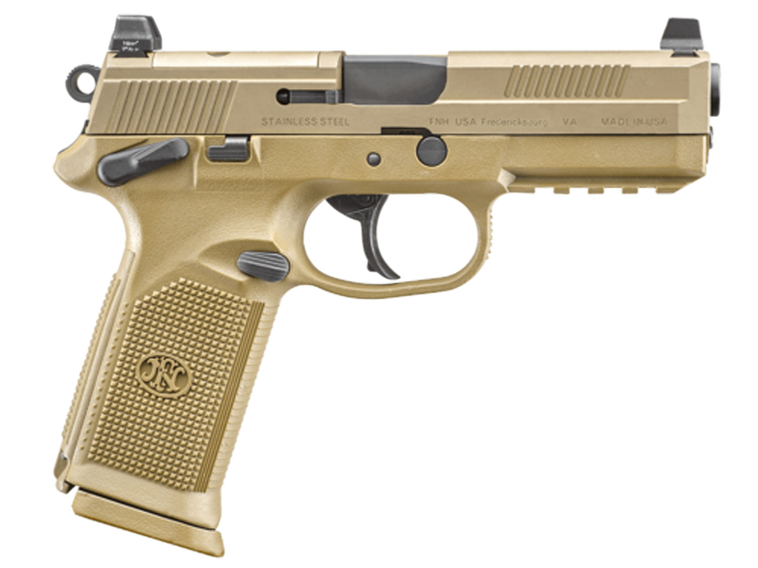 FN 66100223 FNX Tactical 45 ACP 10+1 4.50" Black Steel Barrel, Flat Dark Earth Optic Cut/Serrated Steel Slide & Polymer Frame w/Picatinny Rail, FDE Interchangeable Backstrap Grip, Ambidextrous 3 FN 66100223 FNX Tactical 45 ACP 10+1 4.50" Black Steel Barrel, Flat Dark Earth Optic Cut/Serrated Steel Slide & Polymer Frame w/Picatinny Rail, FDE Interchangeable Backstrap Grip, Ambidextrous