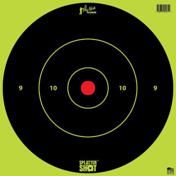 Pro-Shot 12BGREENTG12PK SplatterShot  12" Bullseye Hanging Heavy Paper Black/Red Impact Enhancement Yes White 12 PK