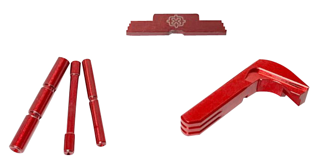 Cross Armory CRG4OKRD 3 Piece Kit Extended Compatible w/Glock Gen4 Red Anodized Steel/Aluminum Pistol 3 Cross Armory CRG4OKRD 3 Piece Kit Extended Compatible w/Glock Gen4 Red Anodized Steel/Aluminum Pistol