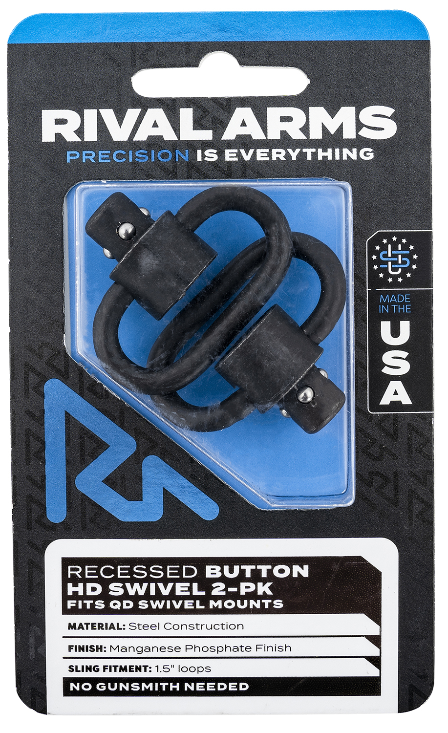 Rival Arms RA-RA92S2A HD Swivel Set Black Manganese Phosphate Steel with 1.5" Loops & Recessed Button 3 Rival Arms RA-RA92S2A HD Swivel Set Black Manganese Phosphate Steel with 1.5" Loops & Recessed Button