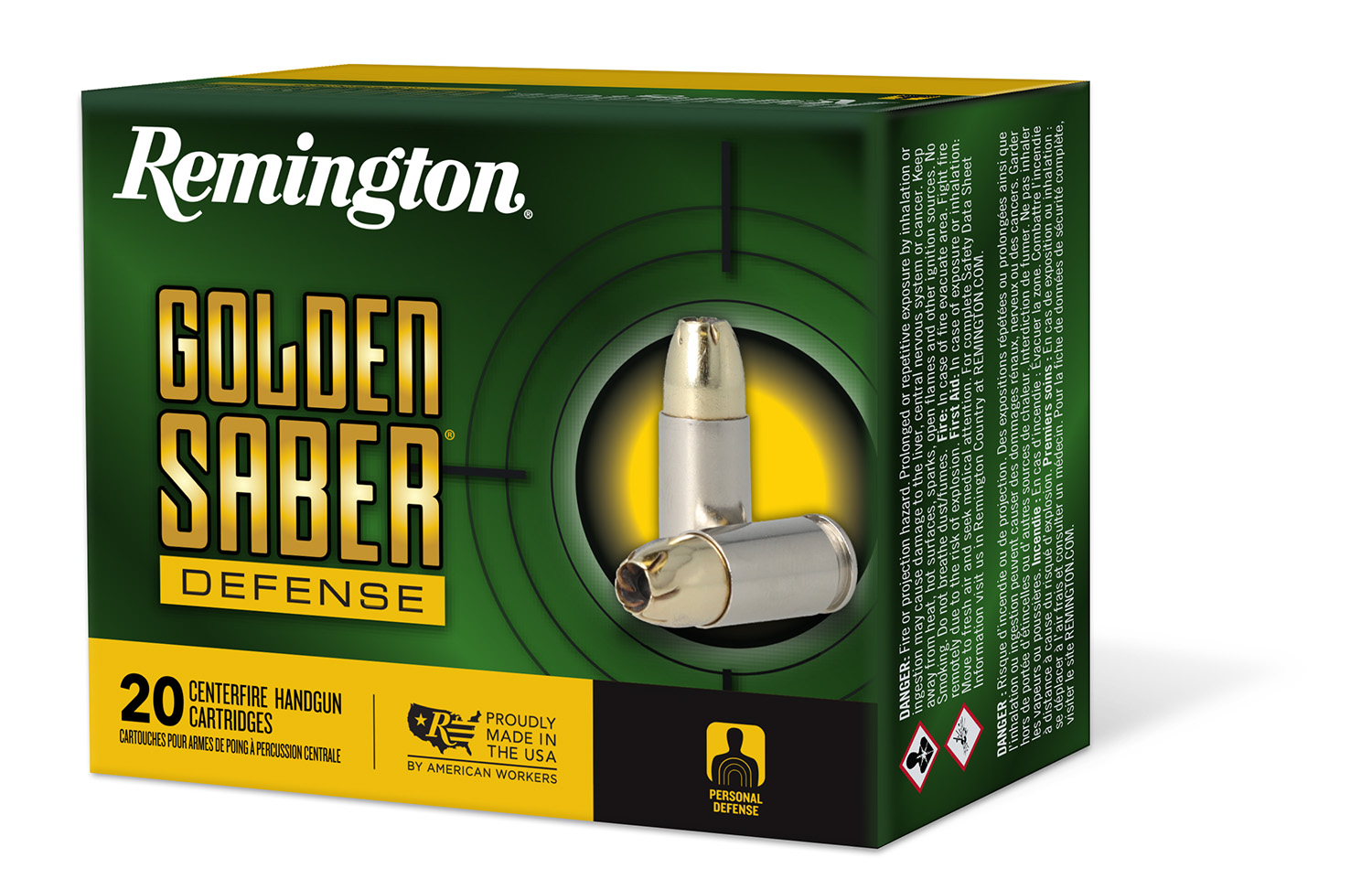 Remington Ammunition 27601 Golden Saber Defense 9mmLuger 124gr Brass Jacketed Hollow Point 20 Per Box/25 Case 3 Remington Ammunition 27601 Golden Saber Defense 9mmLuger 124gr Brass Jacketed Hollow Point 20 Per Box/25 Case