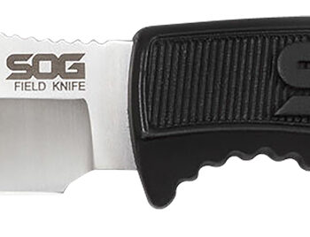 S.O.G SOGFK1001CP Field  4" Fixed Clip Point Plain Satin 7Cr17MoV SS Blade Black TPR Handle Includes Sheath