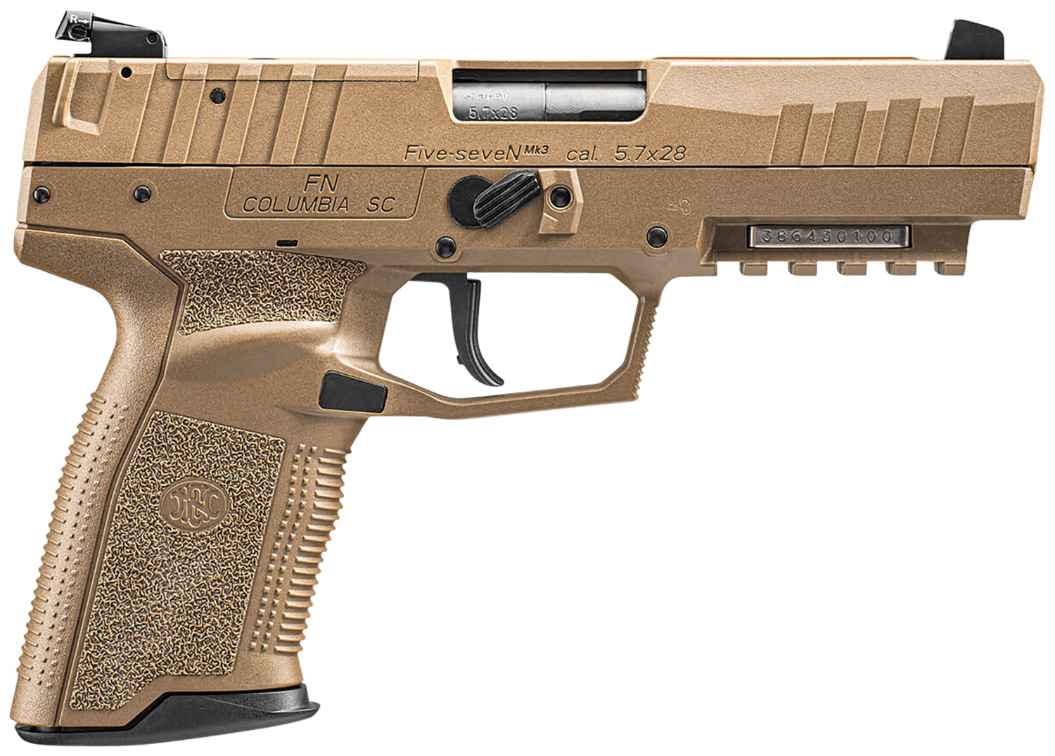 FN 66101277 Five-seveN MRD 5.7x28mm 10+1 4.80" Black Steel Barrel, Flat Dark Earth Optic Cut/Serrated Steel Slide & Polymer Frame w/Picatinny Rail, FDE Textured Polymer Grip, Ambidextrous 3 FN 66101277 Five-seveN MRD 5.7x28mm 10+1 4.80" Black Steel Barrel, Flat Dark Earth Optic Cut/Serrated Steel Slide & Polymer Frame w/Picatinny Rail, FDE Textured Polymer Grip, Ambidextrous
